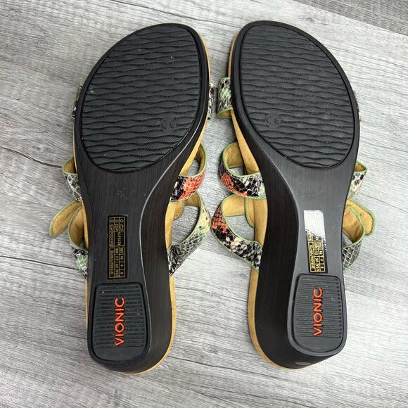 Vionic Radia Orthoic Mint Green Coral Snake Print Wedge Sandal Size 8 - Picture 8 of 9
